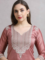 Load image into Gallery viewer, Rosé Glow Hand work Banarasi Silk Straight cut Fancy Suit