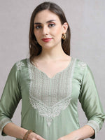 Load image into Gallery viewer, Sea green Hand work Banarasi Silk Straight cut Fancy Suit