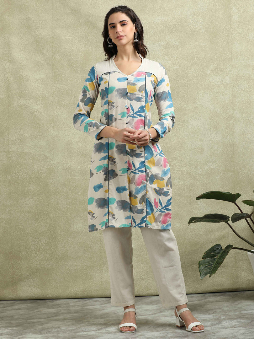 Breathable Cotton Flex Ethnic Co-Ord Set in Pastel Print Oversized