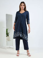 Load image into Gallery viewer, Navy Blue Cotton Printed Handloom Co-ord Set