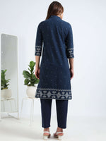Load image into Gallery viewer, Navy Blue Cotton Printed Handloom Co-ord Set