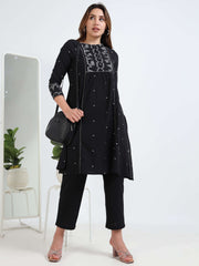 Black Cotton Printed Handloom Co-ord Set