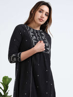 Load image into Gallery viewer, Black Cotton Printed Handloom Co-ord Set