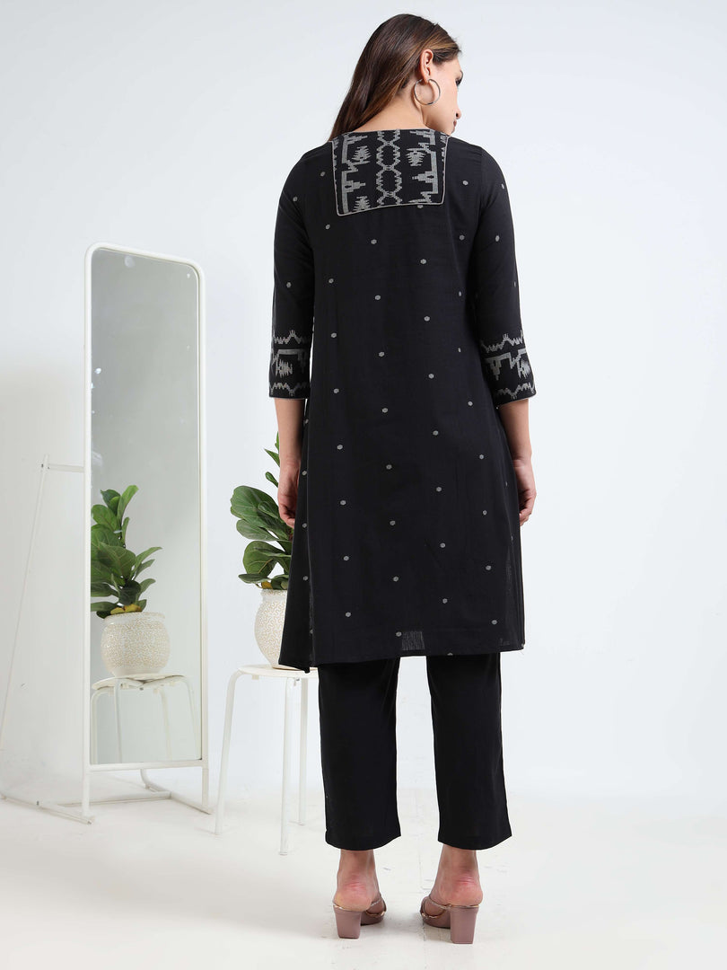 Black Cotton Printed Handloom Co-ord Set