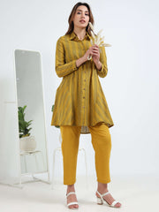 Mustard Cotton Printed Handloom Co-ord Set