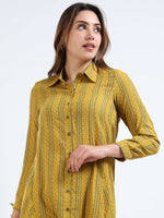 Load image into Gallery viewer, Mustard Cotton Printed Handloom Co-ord Set