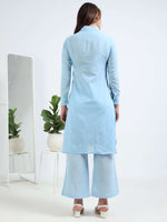 Load image into Gallery viewer, Sky blue Cotton Printed Handloom Co-ord Set