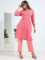 Load image into Gallery viewer, Pink Cotton Printed Handloom Co-Ord Set